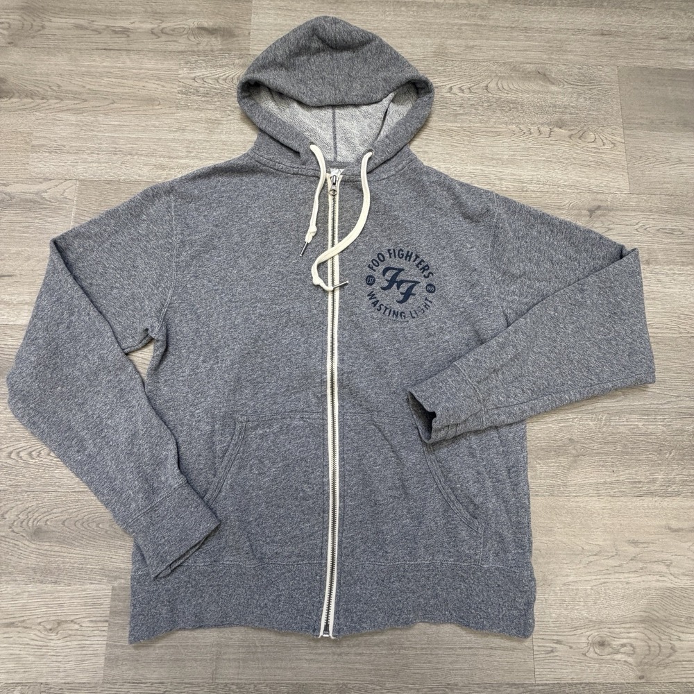 Foo Fighters Wasting Light Hoodie Mens M Gray Full Zip 2011 Album Rock Band